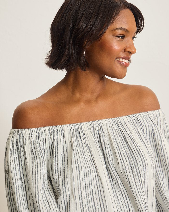 Island Gauze Luminous Tide Off-the-Shoulder Top