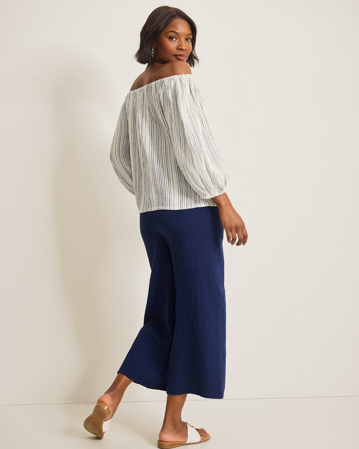 Island Gauze Luminous Tide Off-the-Shoulder Top