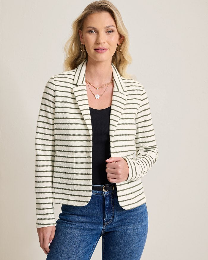 Knit Piqué Stripe Blazer