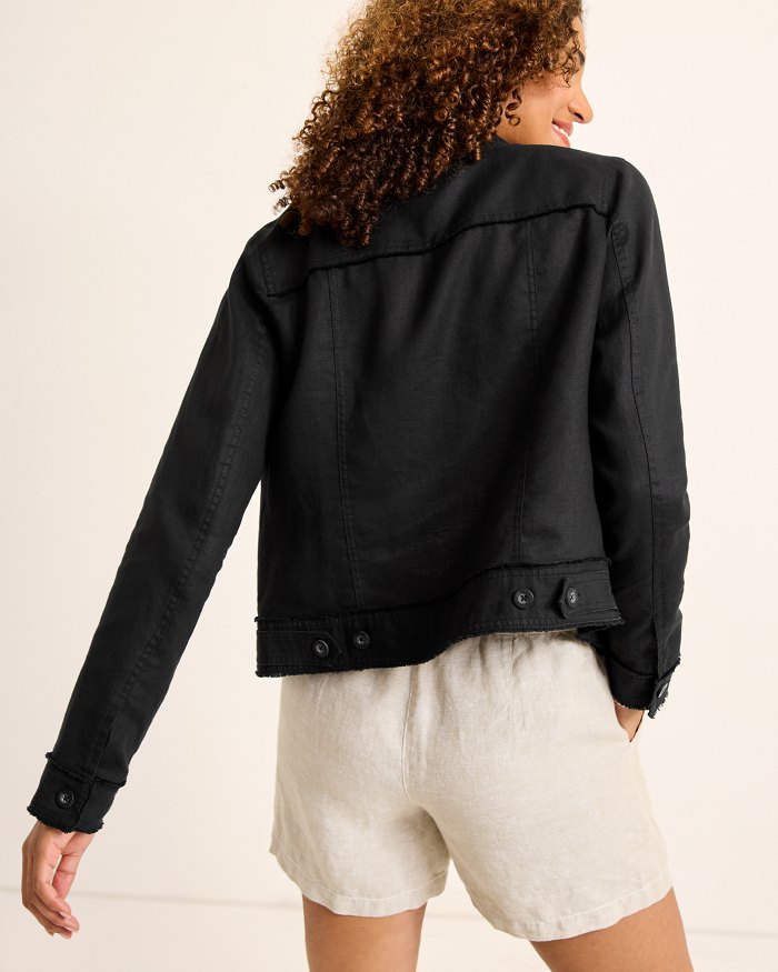Two Palms Linen Raw-Edge Jacket