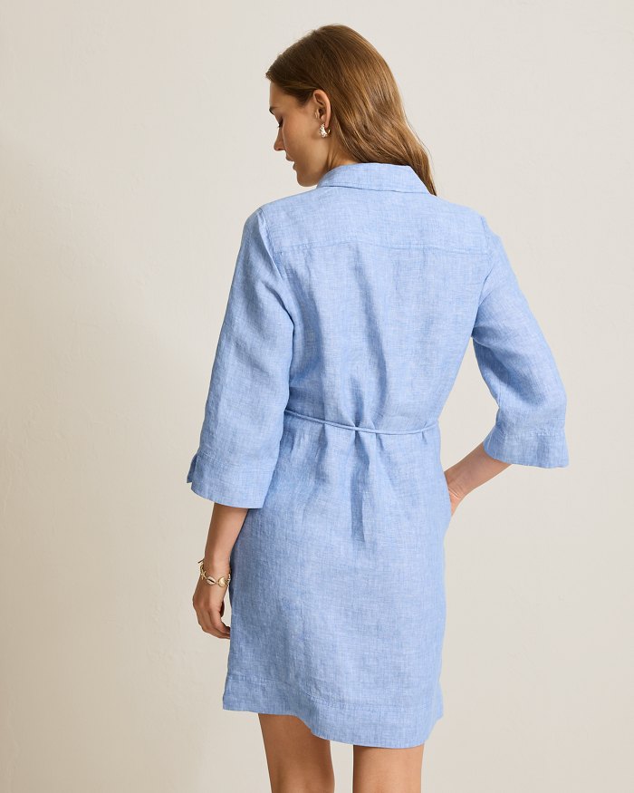Two Palms 3/4-Sleeve Linen Shift Dress
