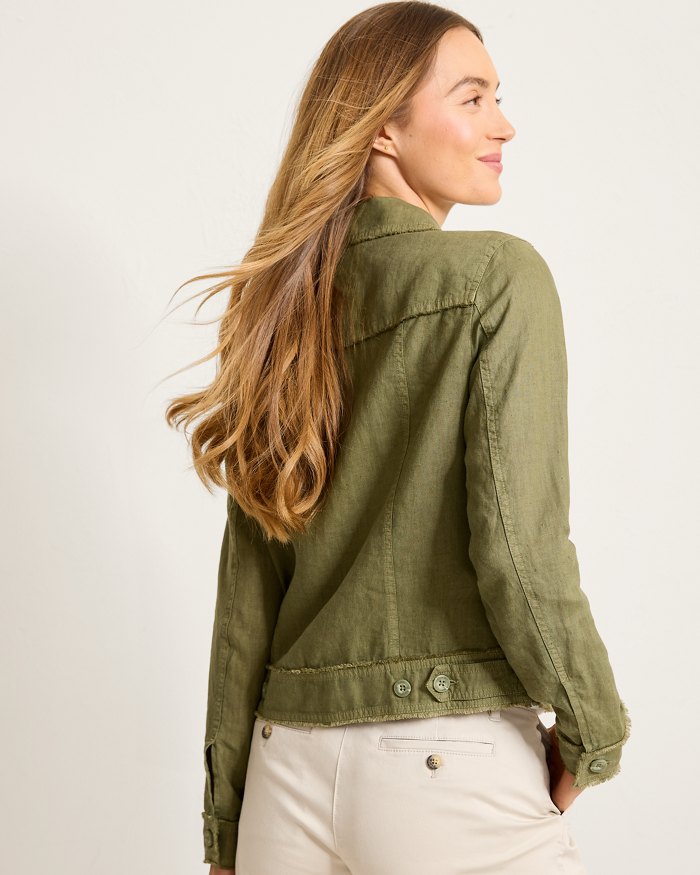 Two Palms Linen Raw-Edge Jacket