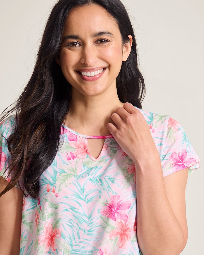 Jersey Short-Sleeve Top & Bermuda Shorts Pajama Set