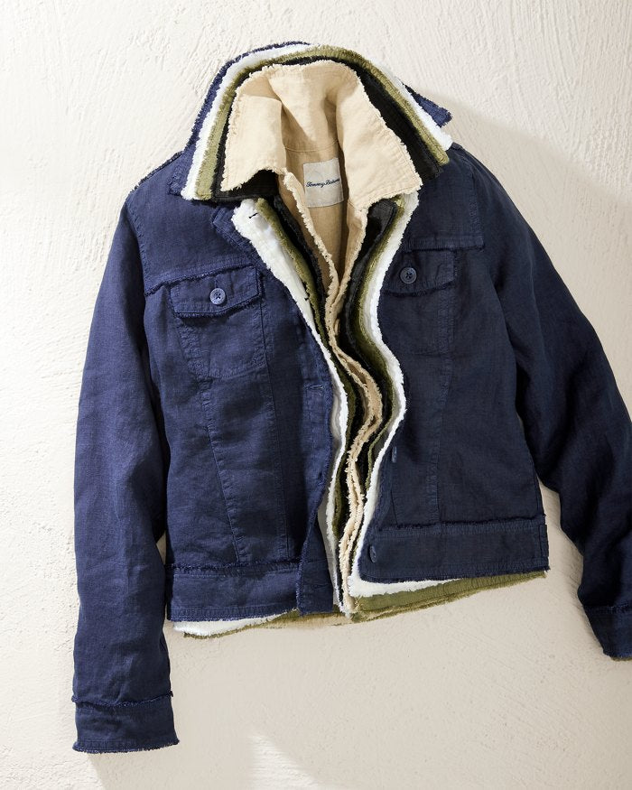 Two Palms Linen Raw-Edge Jacket