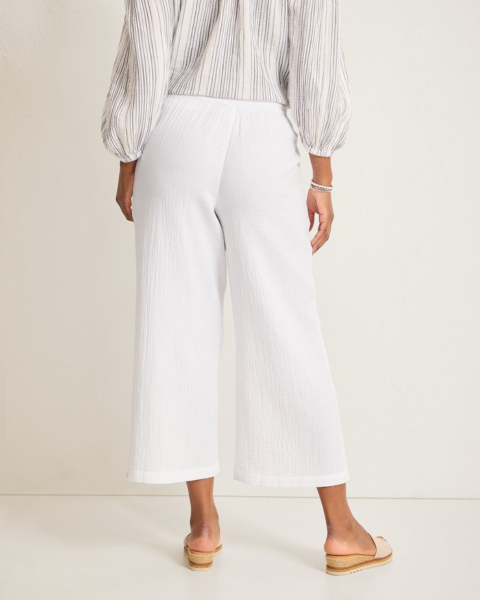 Island Gauze High-Rise Cropped Wide-Leg Pants