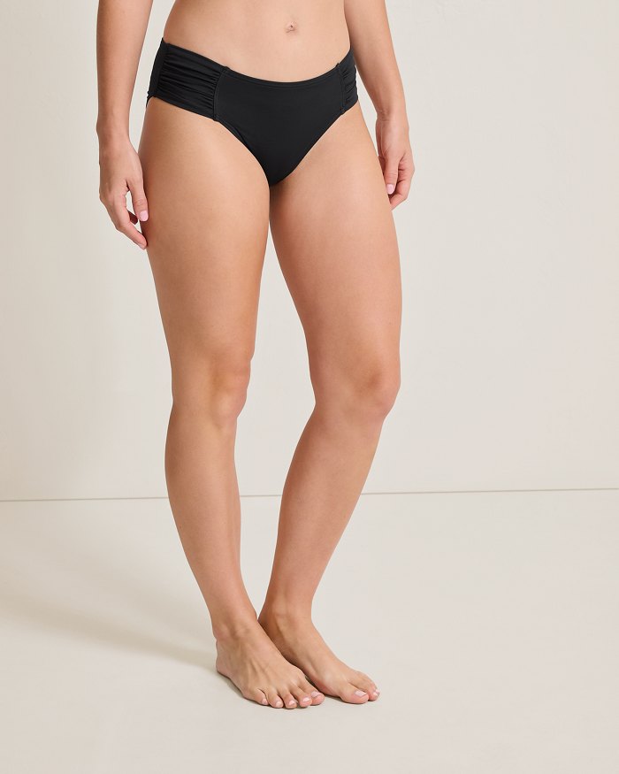 Pearl High-Waist Side-Shirred Bikini Bottoms