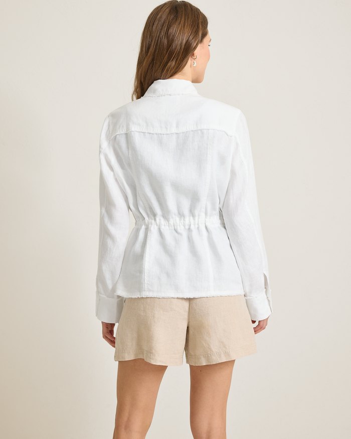 Two Palms Linen Raw-Edge Utility Jacket