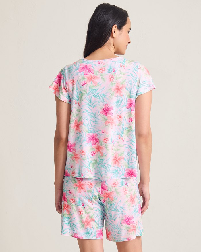 Jersey Short-Sleeve Top & Bermuda Shorts Pajama Set