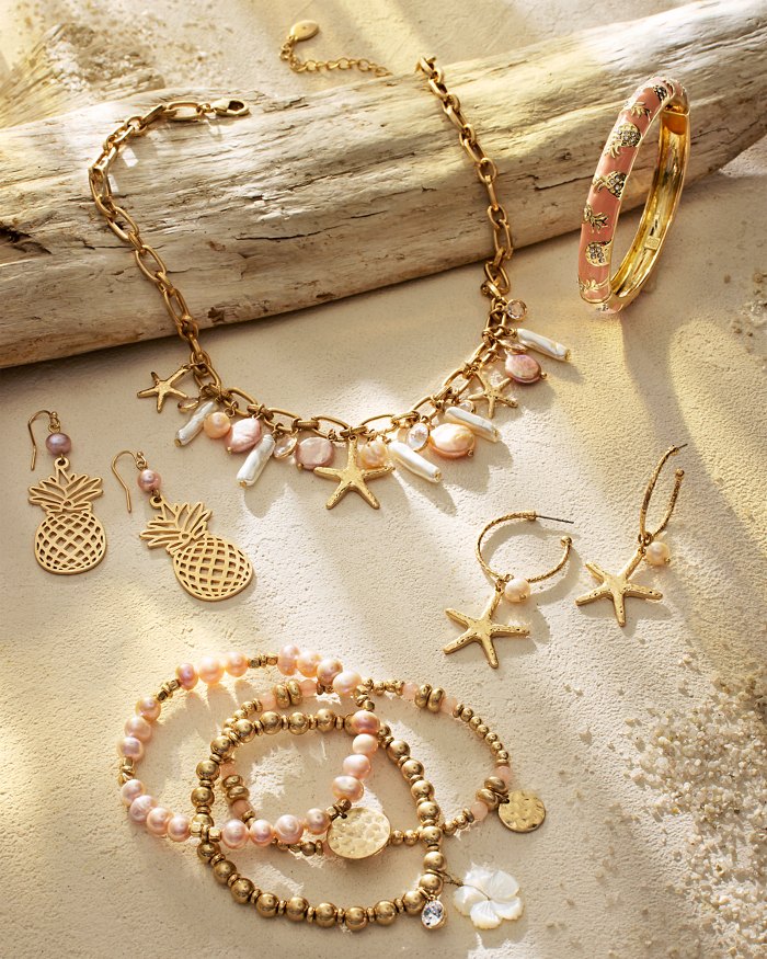 Palm Hibiscus Starfish Hoop Earrings