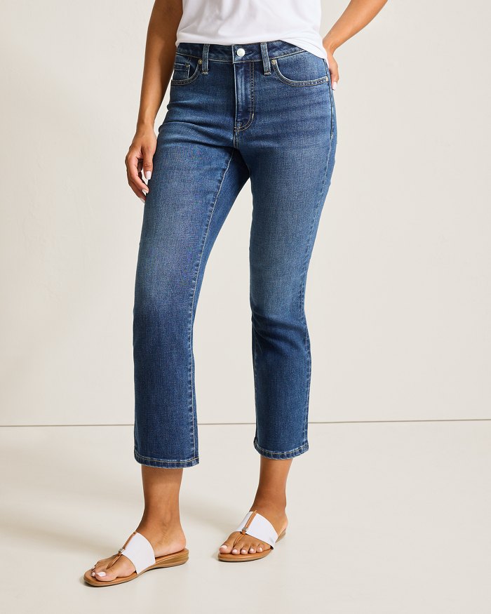Mid-Rise Cropped Mini Bootcut Jeans