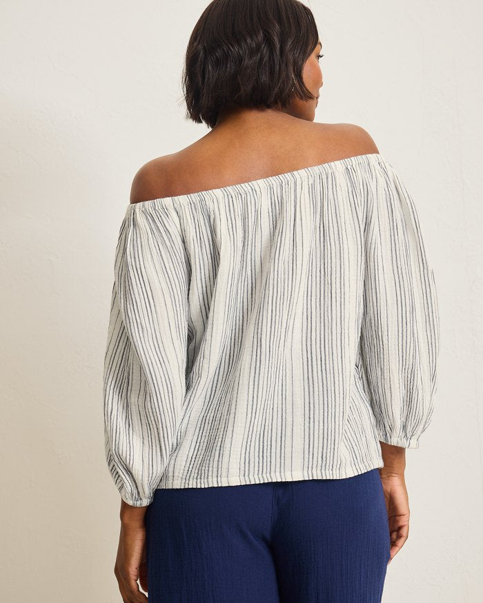 Island Gauze Luminous Tide Off-the-Shoulder Top