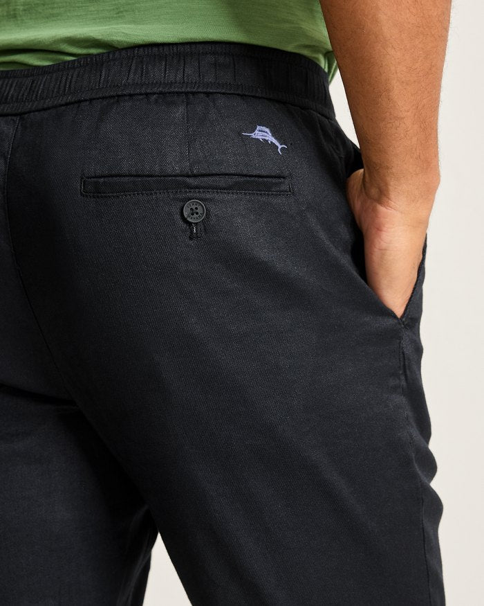 Beach Coast Linen-Blend Elastic-Waist Pants