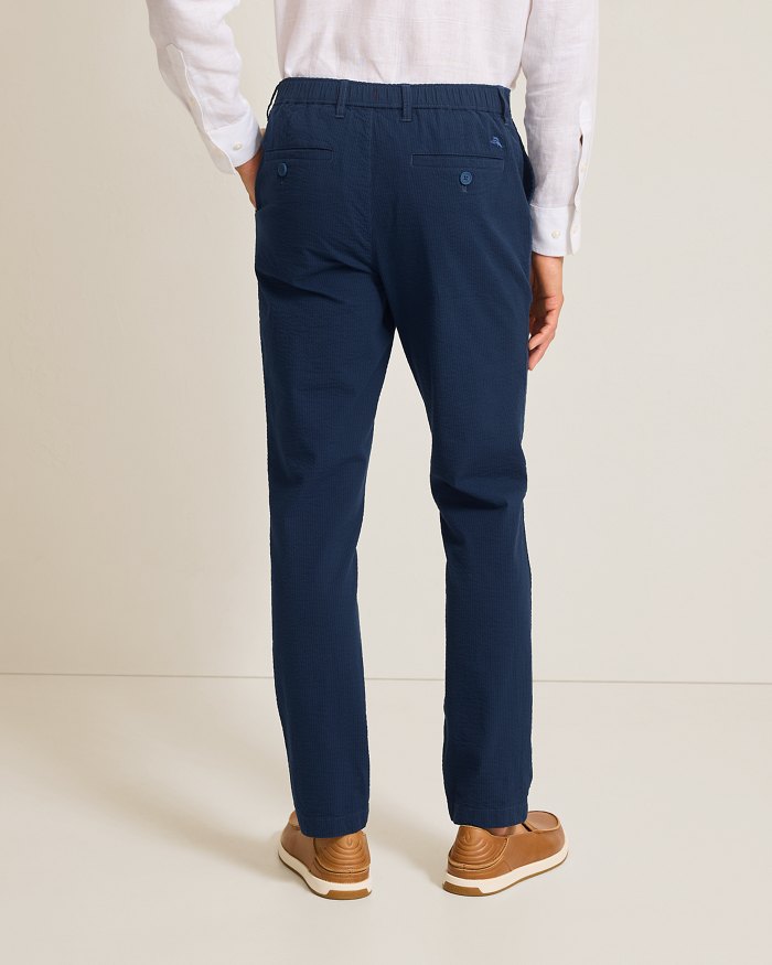 Nova Wave Half E-Waist Stretch-Seersucker Pants
