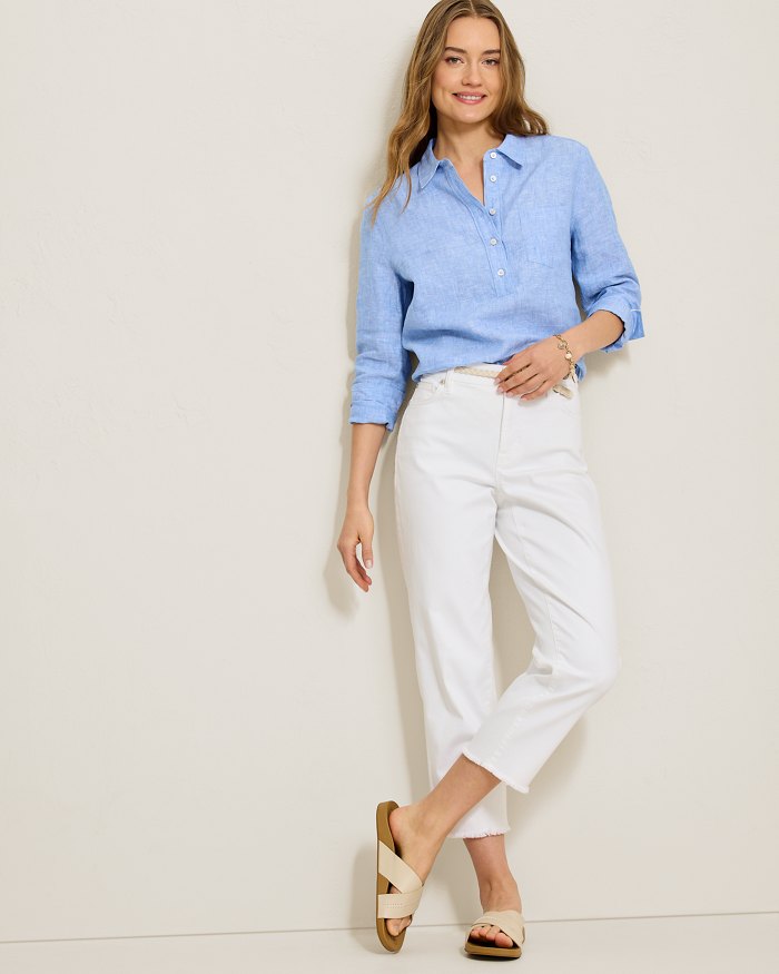 Coastalina Linen Popover Top