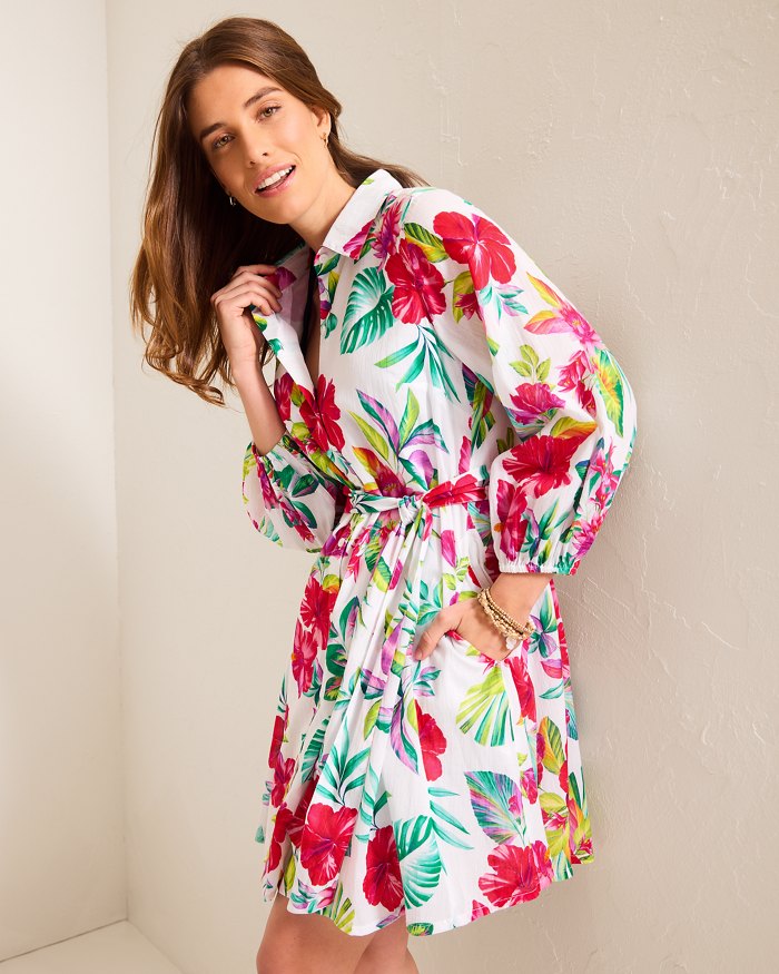 Fiesta Floral Coverup Shirt Dress