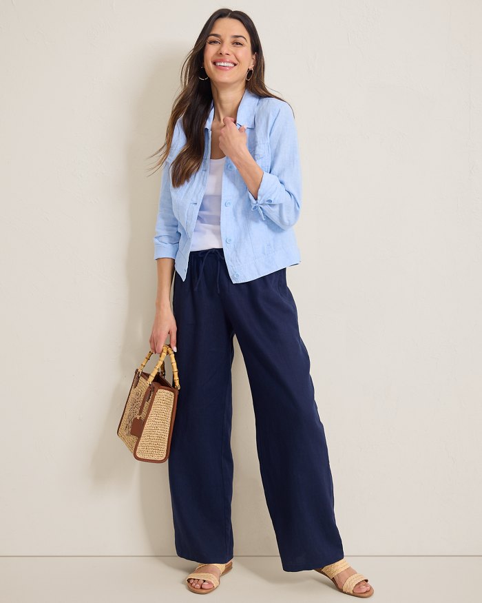 Two Palms Palmbray Clean-Edge Linen Jacket