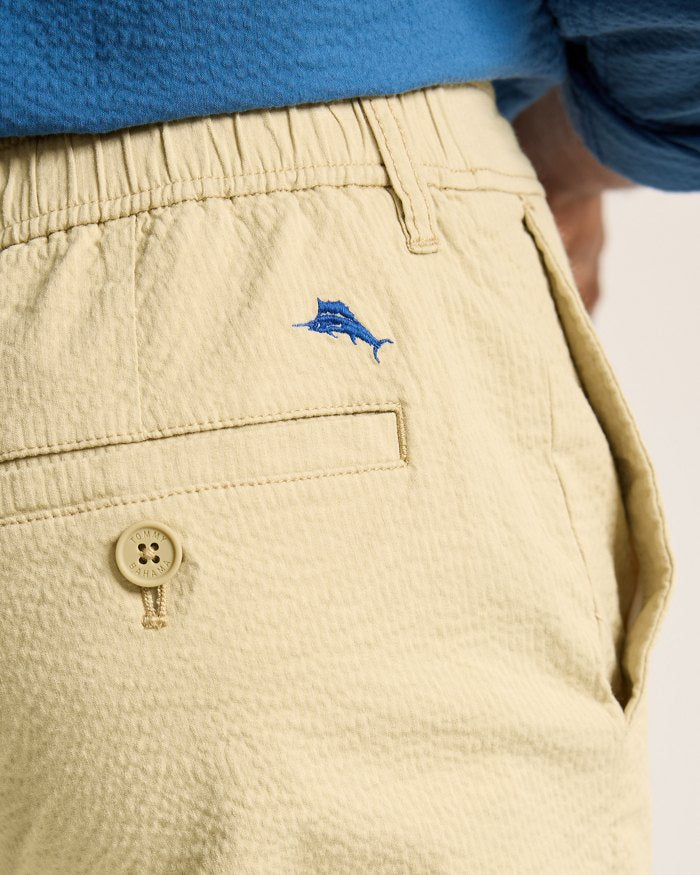 Nova Wave Half E-Waist Stretch-Seersucker Pants