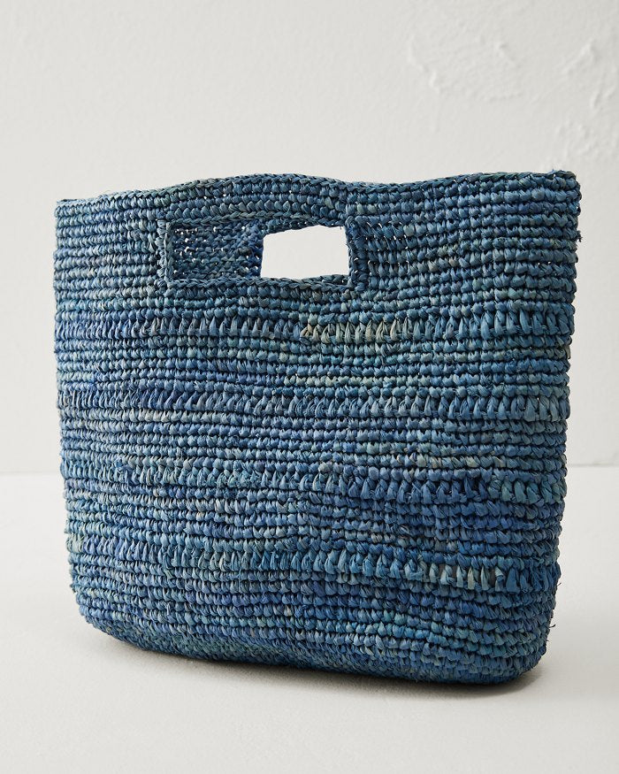 Naomi Denim Raffia Mini Bag