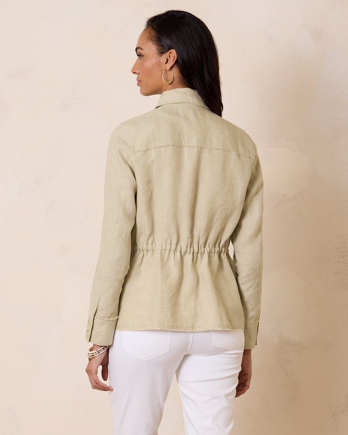Two Palms Linen Raw-Edge Utility Jacket