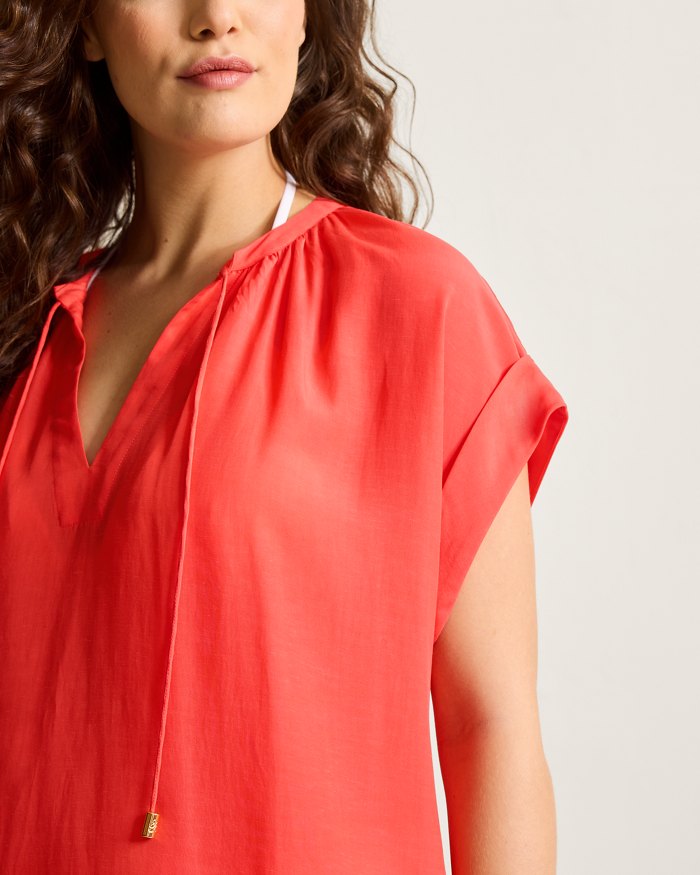 Capri Coast Linen-Blend Beach Caftan