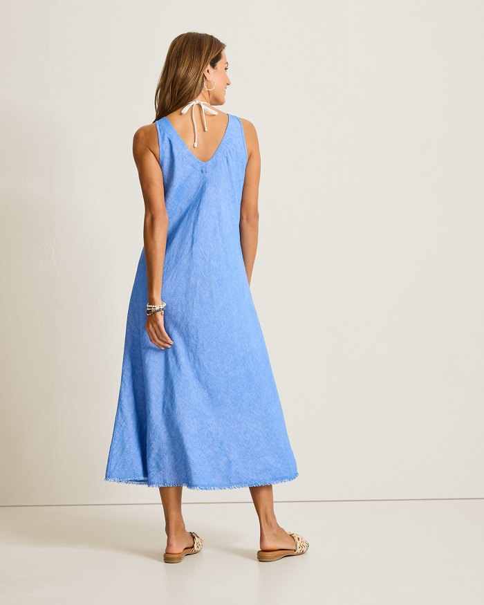 St. Lucia Linen-Blend Bias-Cut Coverup Dress