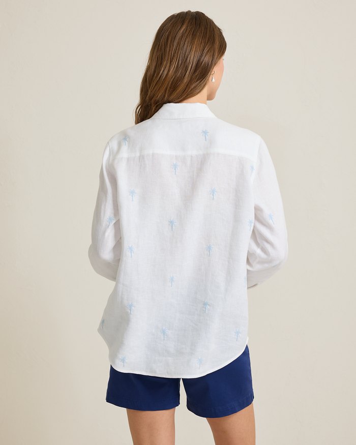 Coastalina Linen Embroidered Relaxed Top