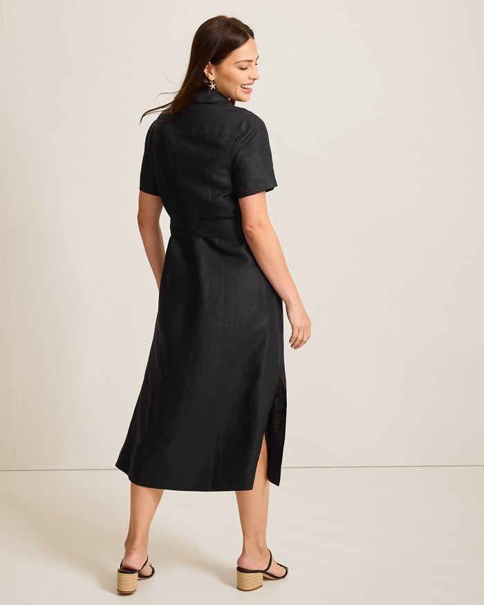 Coastalina Linen Popover Midi Dress