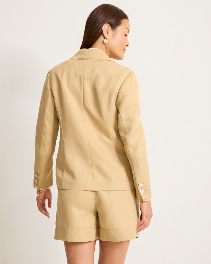 Cora Raw-Edge Linen-Blend Blazer