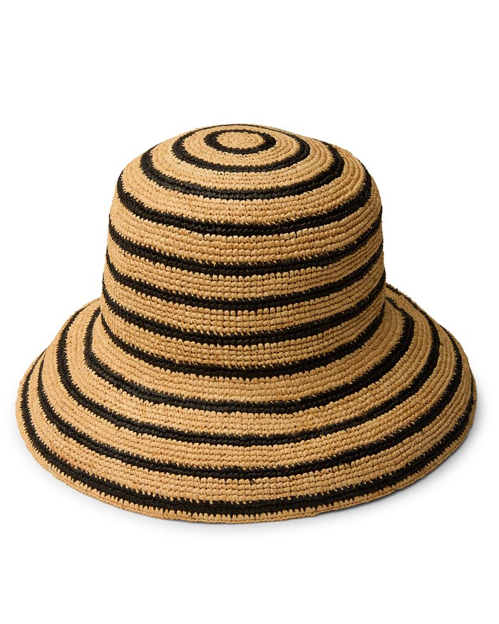 Crochet Stripe Raffia Bucket Hat