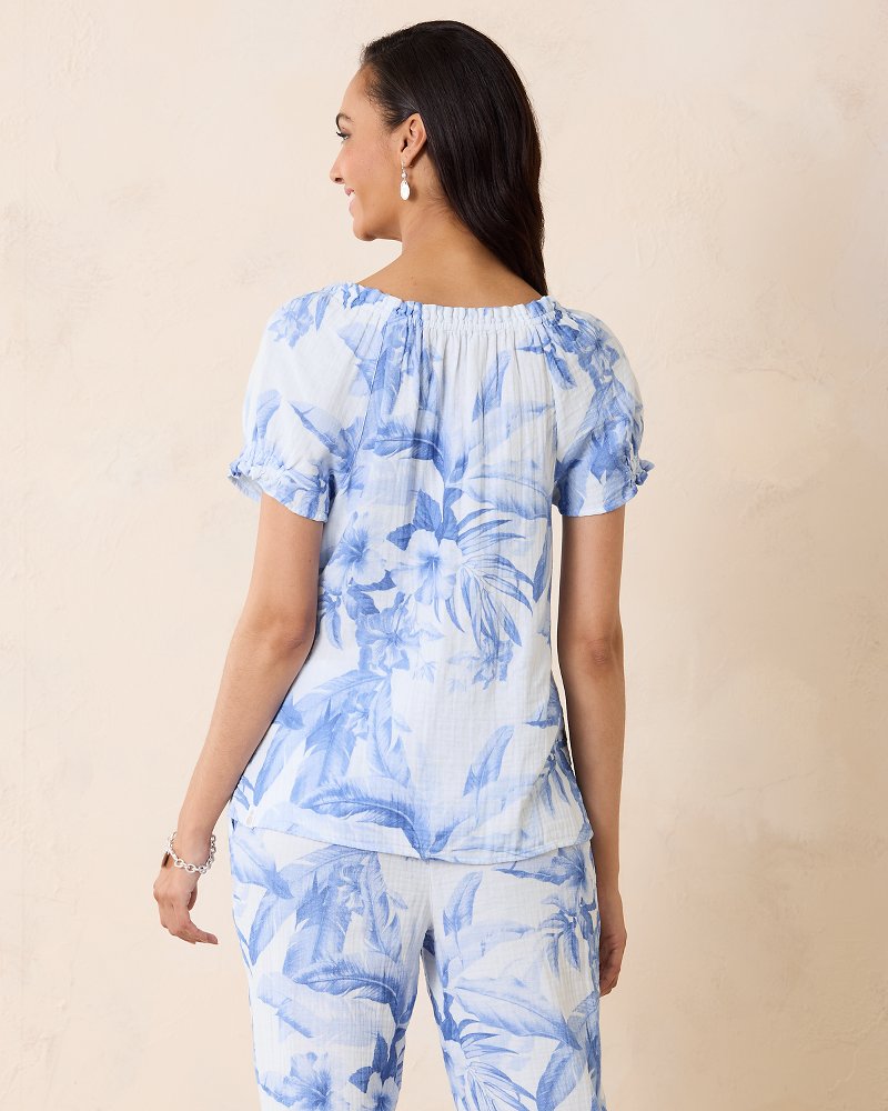 Island Gauze™ Daybreak Hibiscus Short-Sleeve Top