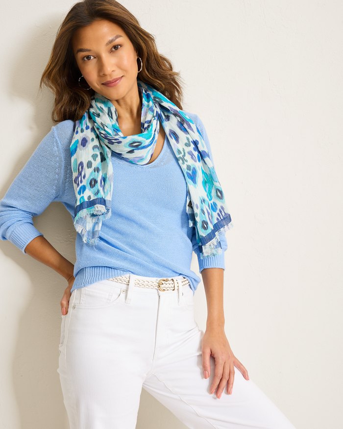 Cedar Linen Long-Sleeve V-Neck Sweater