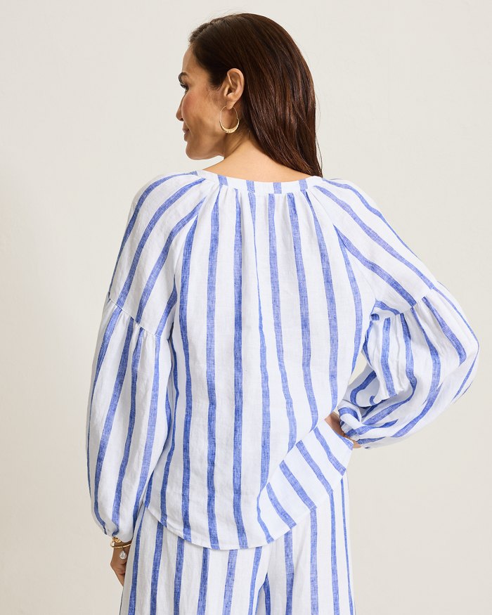 Coastalina Linen Tie-Front Top