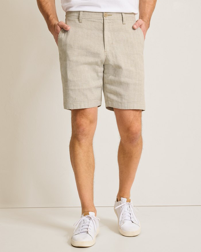 Beach Coast Stretch-Linen 9-Inch Shorts
