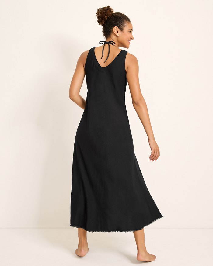 St. Lucia Linen-Blend Bias-Cut Coverup Dress