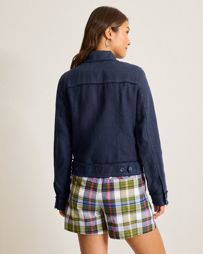 Two Palms Linen Raw-Edge Jacket