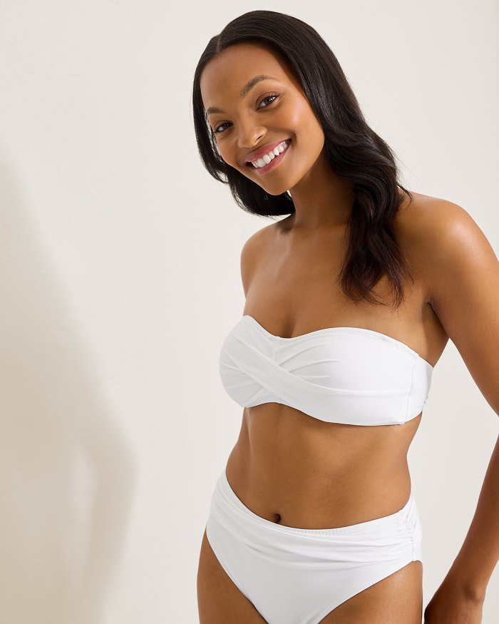 Pearl Twist-Front Bandeau Bikini Top