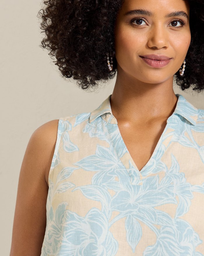 Coastalina Linen Paradiso Petals Popover Top