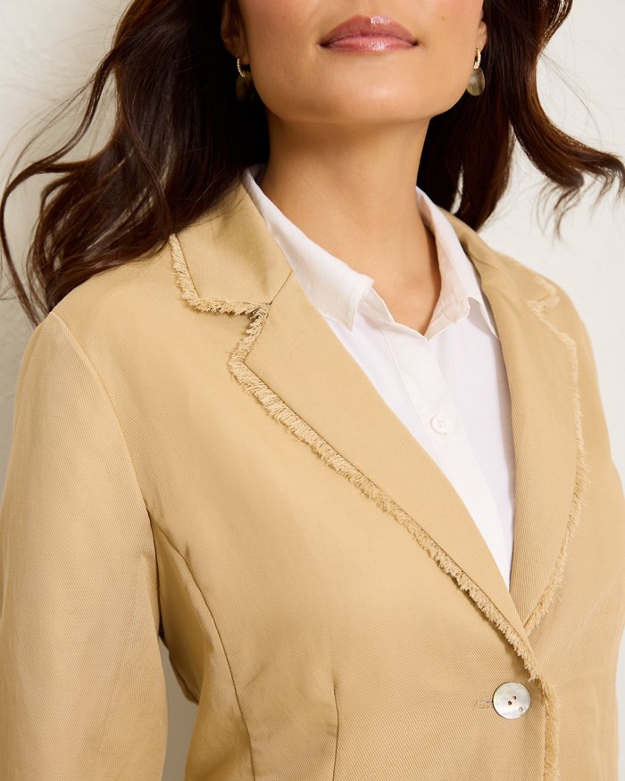 Cora Raw-Edge Linen-Blend Blazer