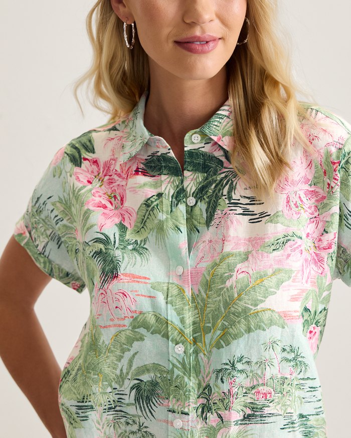 Coastalina Linen Garden Villa Camp Shirt