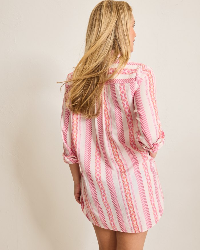 Geo Jacquard Boyfriend Beach Shirt