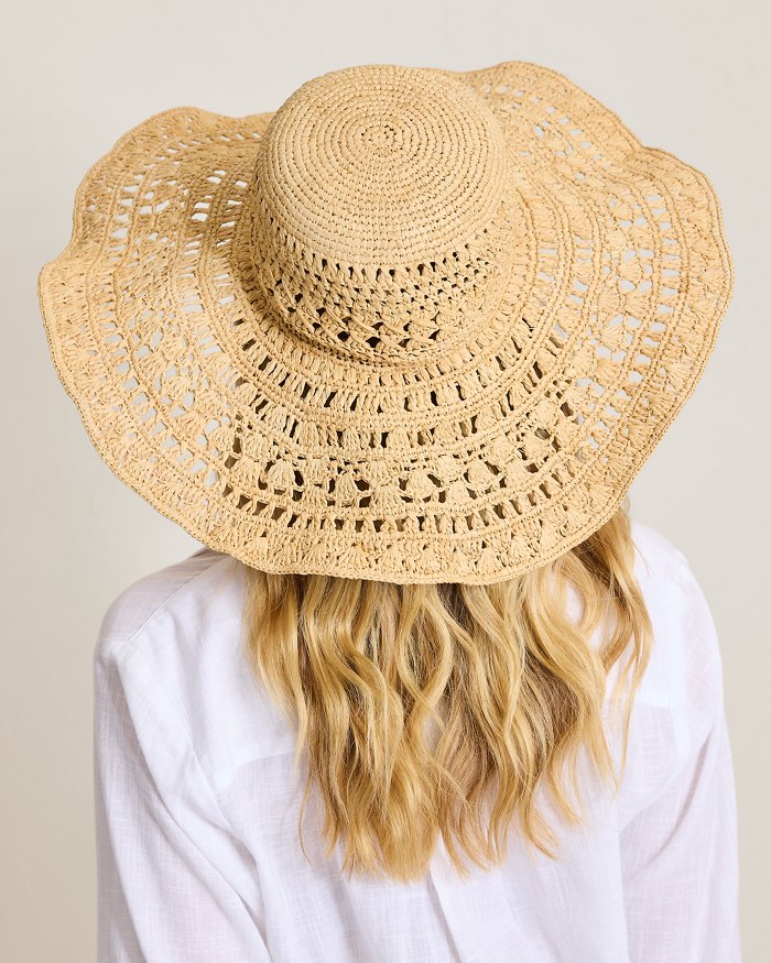 Lana Crochet Raffia Wide-Brim Packable Hat