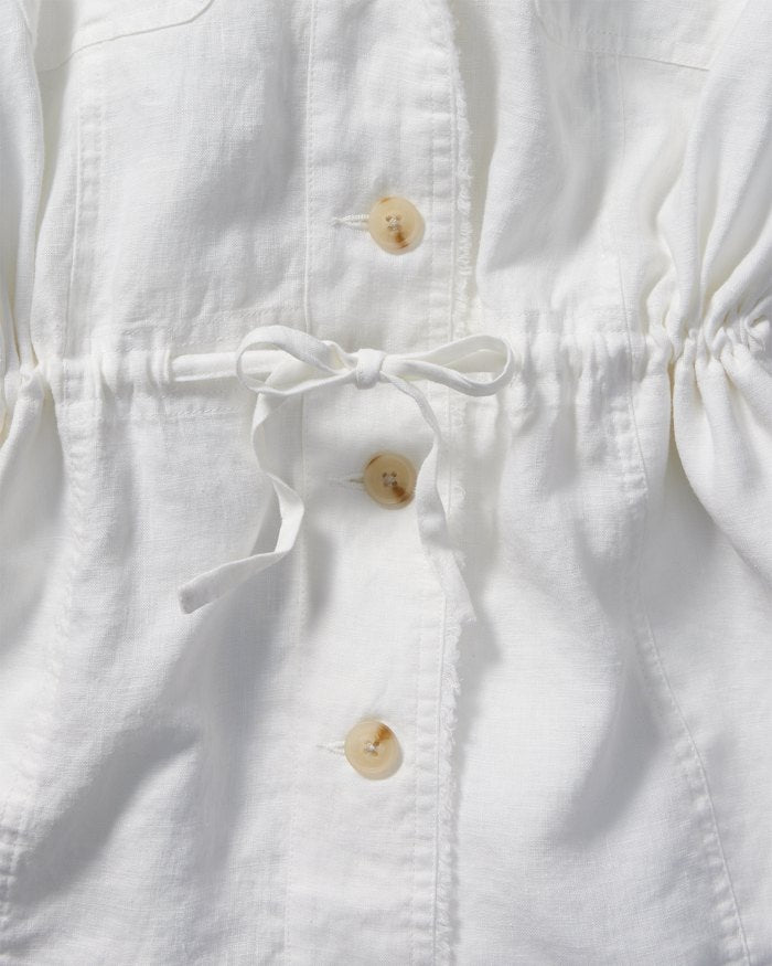 Two Palms Linen Raw-Edge Utility Jacket