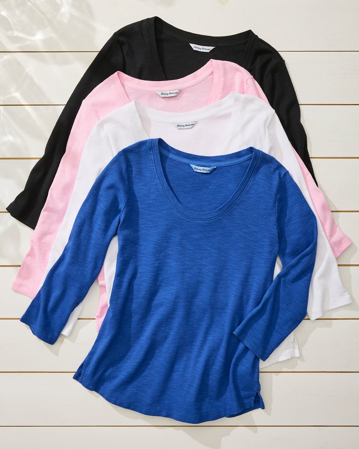 Ashby Isles Scoop-Neck 3/4-Sleeve T-Shirt