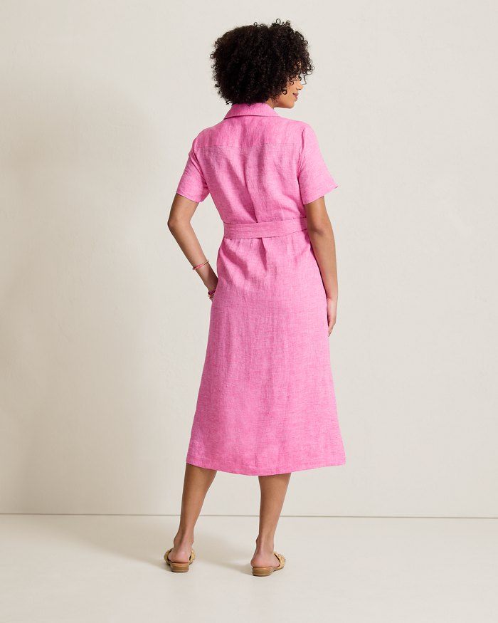 Coastalina Linen Popover Midi Dress
