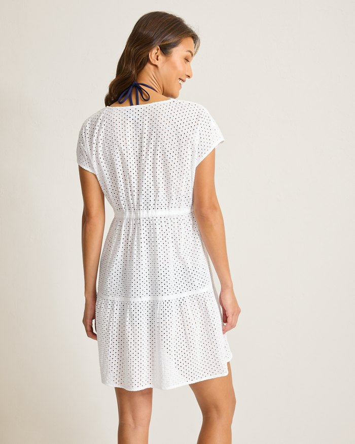 Eyelet Cotton V-Neck Coverup Dress