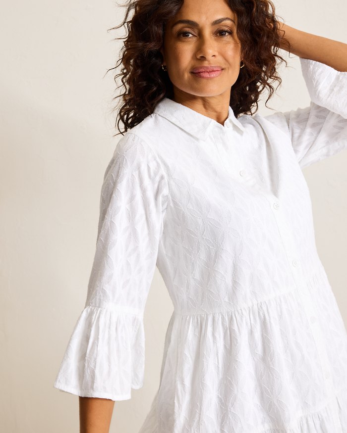 Cotton Clip Jacquard Coverup Shirt Dress