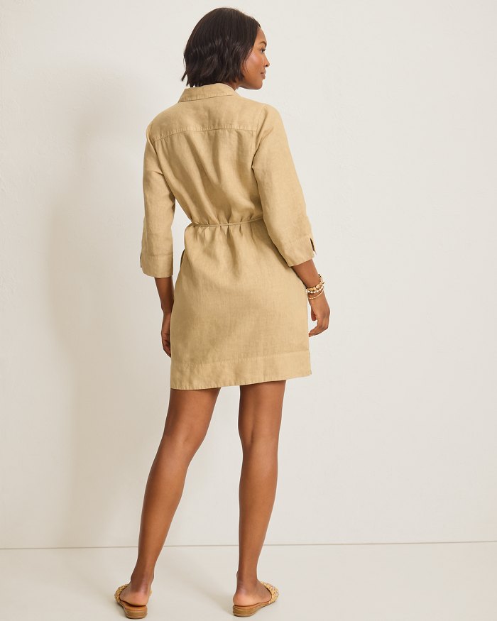 Two Palms 3/4-Sleeve Linen Shift Dress