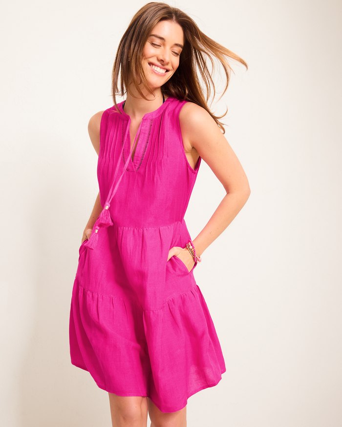 St. Lucia Linen-Blend Tiered Coverup Dress