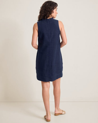 Two Palms Double-Ruffle Linen Dress