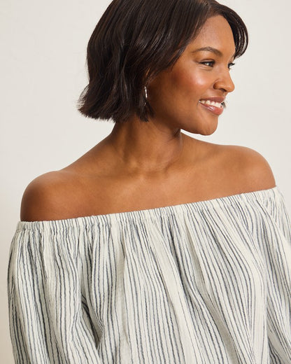 Island Gauze Luminous Tide Off-the-Shoulder Top
